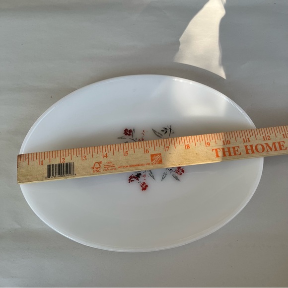 Vintage FIRE KING Primrose Pattern Glass Oval Serving Plate Platter Milk Glass - Picture 4 of 7